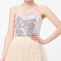 Grace Karin Shining and Bright Strapless Sweetheart Andar Comprimento Apricot Puffy Long Prom Dress CL6109